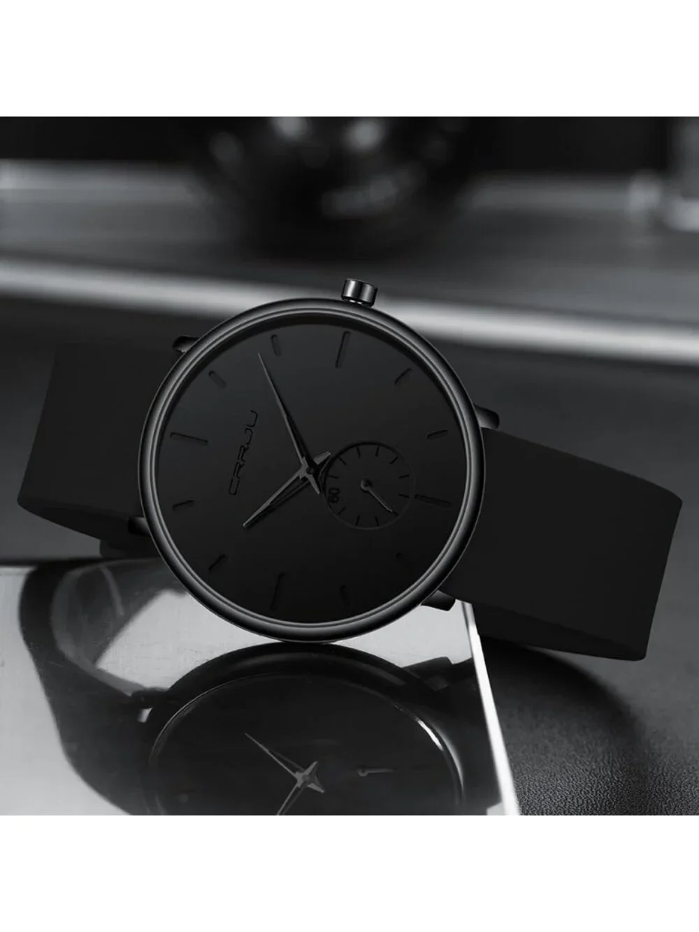 Unisex Black Quartz Waterproof Ultra Thin Silicone Band Stylish Wrist Watch